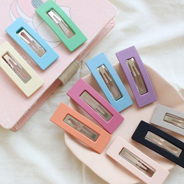 

fashion korea scrub resin hair clips for women girls cute solid color geometric hollow barrettes hairpins hair accessories swy wmtlag