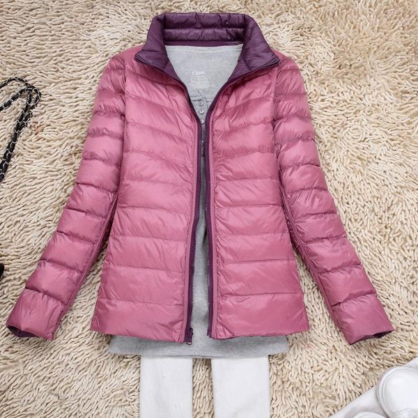 

winter women down jacket two side ultra light duck down jackets parkas plus size autumn lady slim warm short coat outwear sf1417, Black