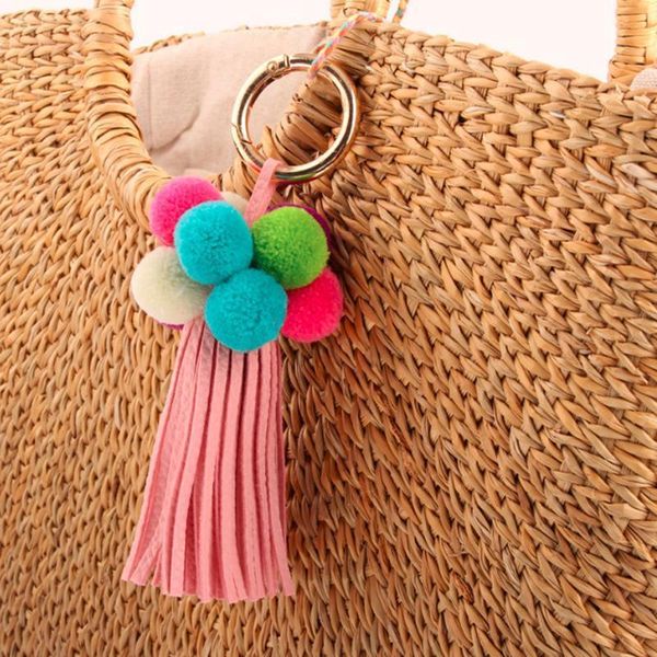 

fashion jewelry keychain pom pom tassels key chain pompom keyring valentines day gift pendant gift wholesale price qh6007 h bbydrq