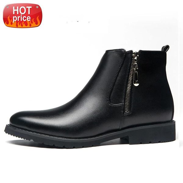 

2020 new retro zipper men boots leather classic men's shoes comfortable soft male warm winter snow boots outdoor men's footwear #h