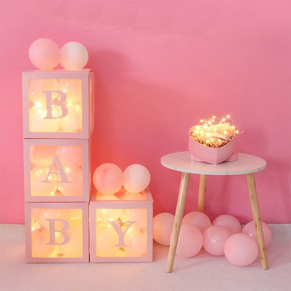 

plastic 4pcs/lot box transparent gift cube balloon for baby shower birthday party supplies diy wedding decoration 11.8 inch