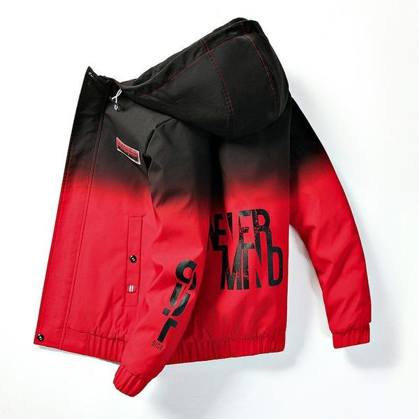 

autumn winter new cotton jacket male hooded cotton clip thickened korean popular logo gradient fashion youth jacket men, Black;brown