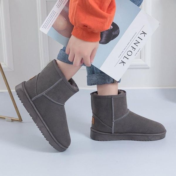 

boots woman winter warm cotton shoes short tube snow flat bottom waterproof plus velvet all-match casual women, Black