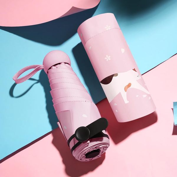 

mini capsule umbrella 5 folding rain and sun black sunscreen coating umbrella folding women pocket umbrellara in women bbymzz packing2010