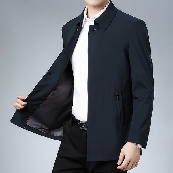 

autumn 2020 new middle-aged and old men's lapel business leisure long button dad jacket, Black;brown