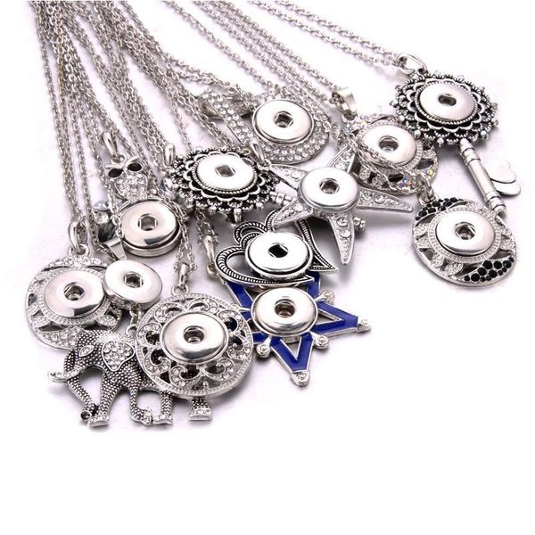 

boom life snap jewelry crystal rose gold round snap button necklace for women fit 18mm 20mm snap buttons jewelry snaps n bbyqmy, Silver