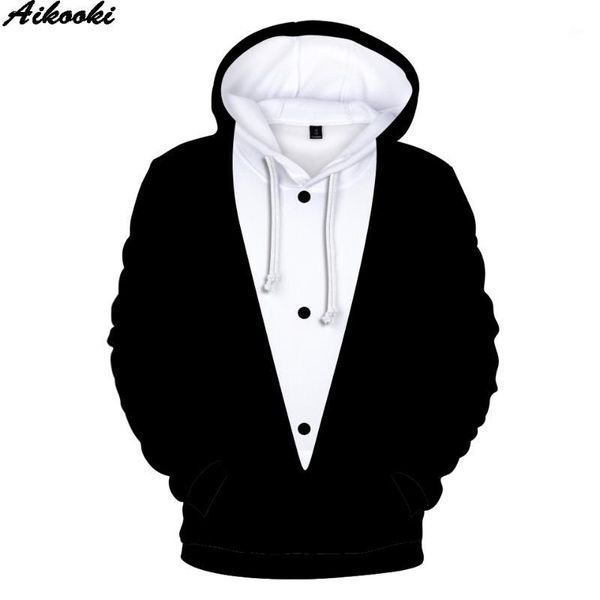 

new fake suit tie 3d hoodies sweatshirts male street wear handsome clothes suit tie hoodies pesonality pullovers casual 1, Black