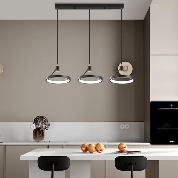 

fss creative led chandelier lighting for dining room nordic chandeliers modern black ring hanging lights restaurnt bedroom