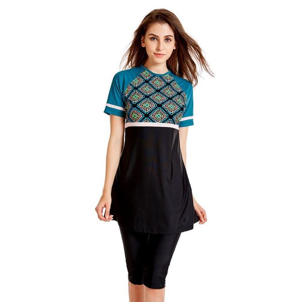 

2021 new plus size modest women's bath full shreds short sleeve swimsuit hijab wear swimsuits qfnl, Red