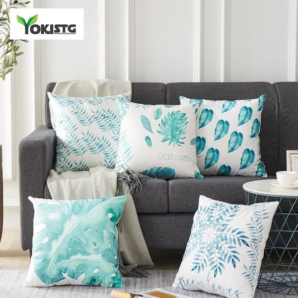 

yokistg elegant green plant leaves throw pillowcases cushion covers for home sofa seat square decorative microfiber wmtpkm