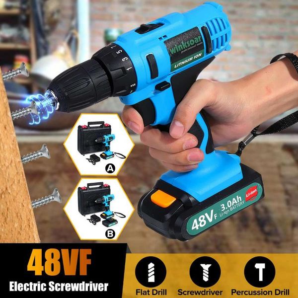 

professional electric screwdrivers 21v cordless screwdriver drill power tool 18 torque w/ rechargeable 1 or 2 li-ion battery 3000mah