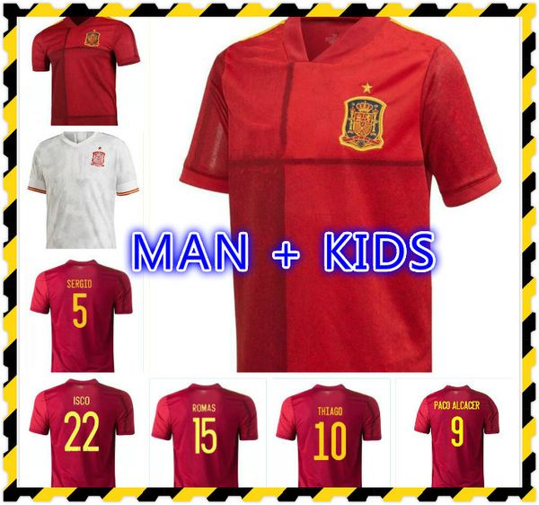 

2020 2021 rodrigo paco alcacer spain soccer jerseys morata ramos sarabia thiago iniesta españa football shirt camisetas men kids kit uniform, Black;yellow