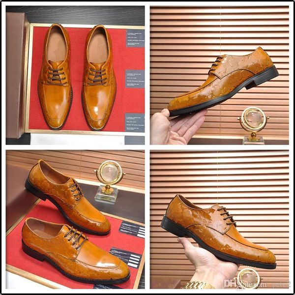 

2020 new genuine leather luxury men's dress shoes handmade office business wedding blue black luxury slip on formal oxfords mens shoes