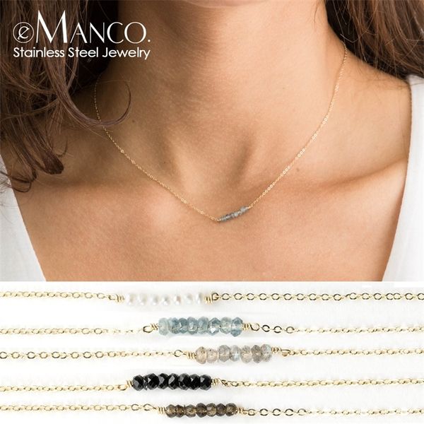 

e-manco trendy crystal pendant necklace for women multi layered stainless steel necklaces women diy chokers necklace y200323, Silver
