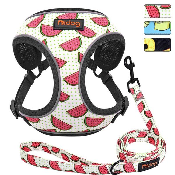 

cute adjustable dog harness leash set reflective mesh puppy vest nylon pet walking leash lead for small medium dogs c wmtssf