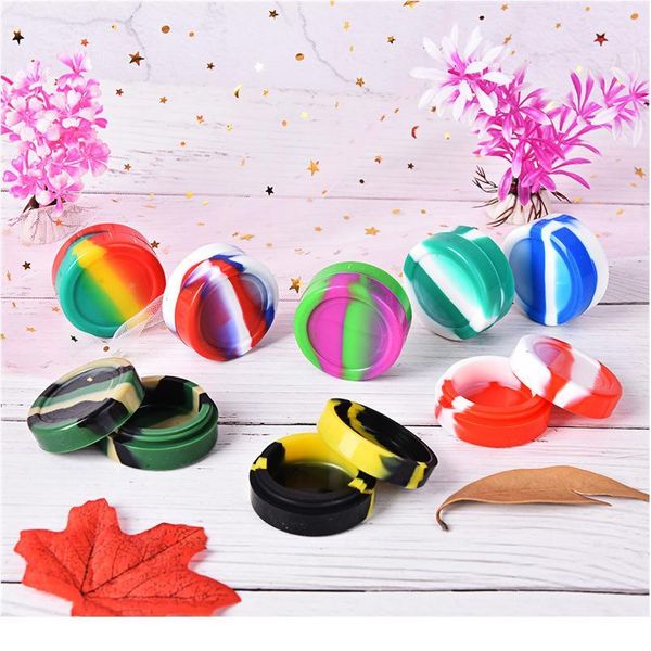 

round non-stick sile container for wax bho oil butane vaporizer sil jars dab wax container 10ml jllndu