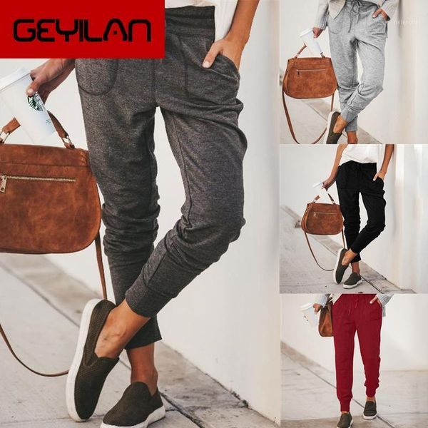 

newwomen casual loose pants women casual pencil pants drawstring elastic waist summer women trousers with pockets1, Black;white