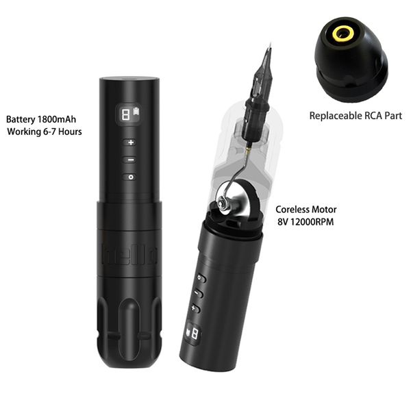 

New Wireless Tattoo Battery Pen Rotary Machine Gun Japan Coreless Motor Digital Display Permanent Makeup Pen Needle Cartridges