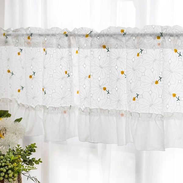 

curtain & drapes gxi embroidered tulle curtains for kitchen room pastoral leaves short window partition door home decor