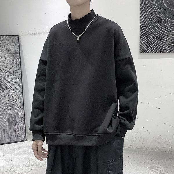 

male 2021 new fashion shirt autumn winter stuffed and heavyset keeping tendency half turtleneck high q34k, Black