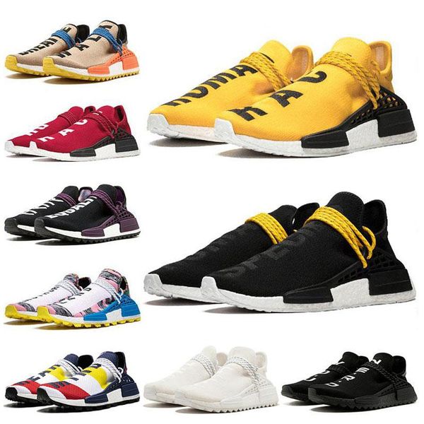 

горячий human race hu след кроссовки pw pharrell williams тройной черный белый синего солнечный пакетов вс glow мужские кроссовки женских тр