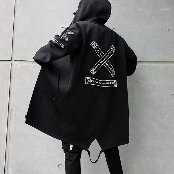 

hip-hop coat men street clothing coat long casual men 2019 fashion men's windbreaker black white1, Black;brown
