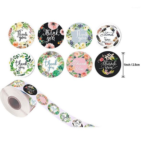 

500pcs/roll 1inch labels paper thank you stickers seal sticker for package stationery sticker thanks christmas wedding decor1