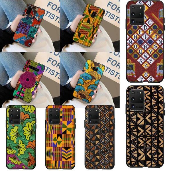 

hpchcjhm african style fabric print black soft shell phone case capa for samsung s20 ultra s6 s7 edge s8 s9 plus s10 5g
