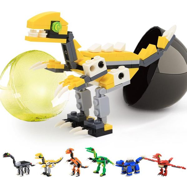 

12pcs building blocks capsule dinosaur series mini animal t-rex diy educational kids toy gift funny egg action toy 02