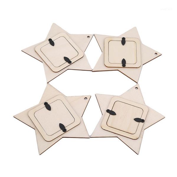 

diy ornaments xmas party decor five-pointed star pendant wooden p frame hanging bedroom weddings valentine's day gifts1