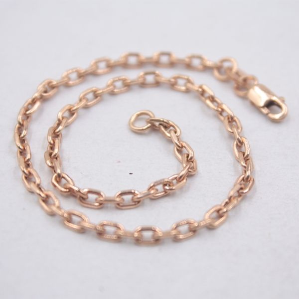 

solid 18k rose gold bracelet fine jewelry luck square cable chain link 8.3" 0.6g gift for women 1028, Black