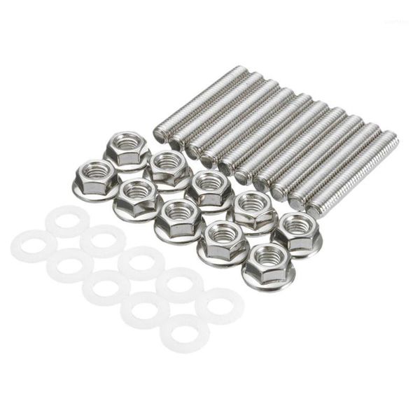 

30pcs stainless steel exhaust manifold stud bolts nuts kit car accessories for car vehicle auto (silver)1