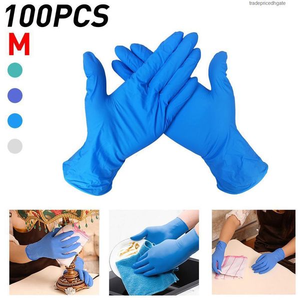 

100 real pcs universal mechanic working protector latex glove nitrile disposable gloves 2mi49