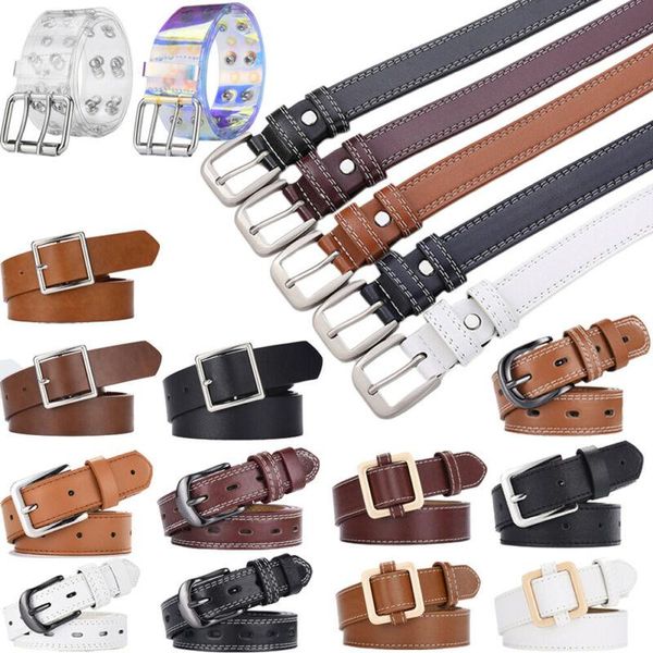 

womens ladies leather buckle belt casual for jeans dress waistband waist strap, Black;brown