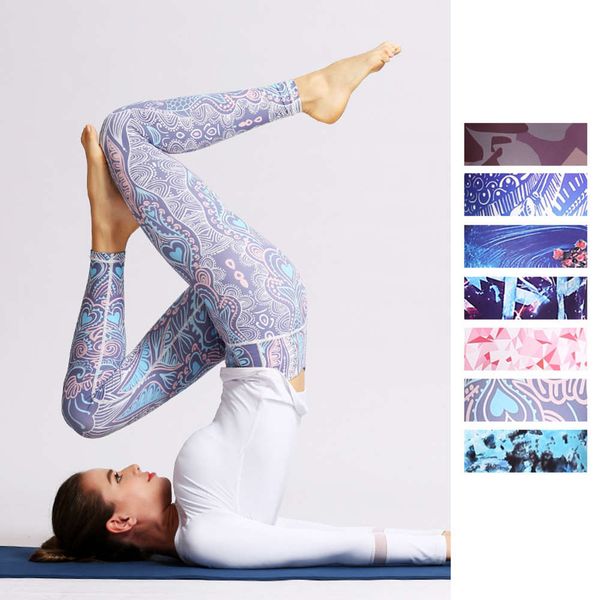 

new digital printing yoga women's outdoor fitness tights dance pants, Black