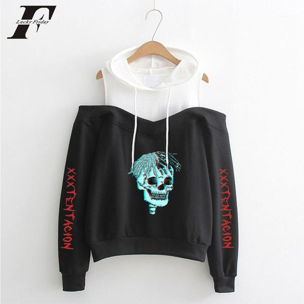

2018 xxxtentacion oversized hoodies sweatshirts men harajuku print cotton long sleeve off-shoulder hooded clothes1, Black