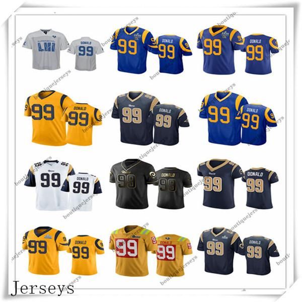 

custom men women youth los angeles rams 99 aaron donald home black white green gray blue yellow football jerseys, Black;red