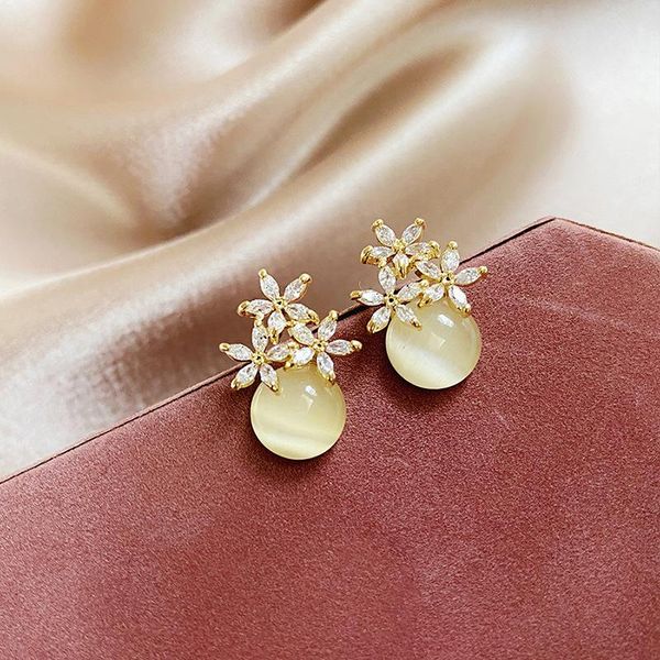 

stud npkds fashion minimalist opal earrings set auger temperament joker geometric jewelry accessories, Golden;silver