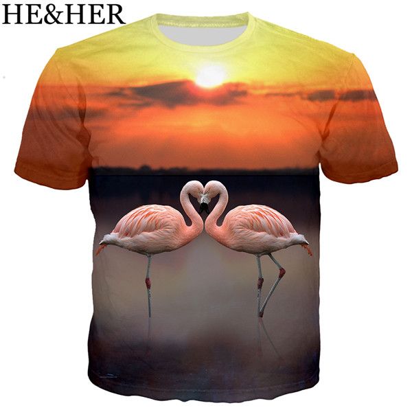

sweet love flamingo 3d print shirts kawaii comics anime men clothing