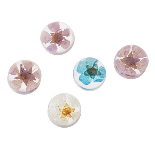 

5 pieces natural dried flowers round cabochon glass dome flatback cabochons fit 10mm pendant necklace bracelet charms settings blanks base