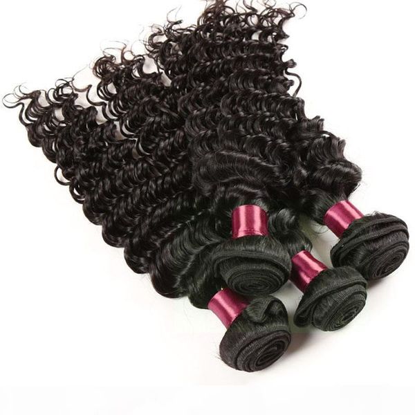 

7a unprocessed peruvian virgin hair deep wave virgin peruvian hair human hair deep weave wavy peruvian water deep wave 3 pcs per lot, Black