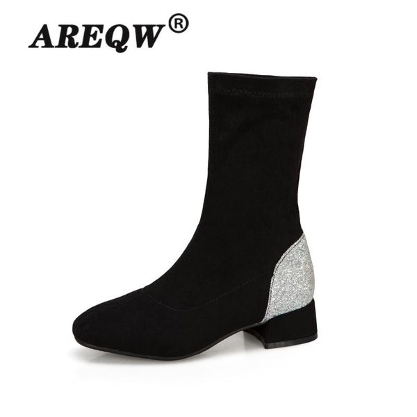 

boots 2021 women ankle fashion autumn winter office lady narrow band shoes casual concise short woman, Black