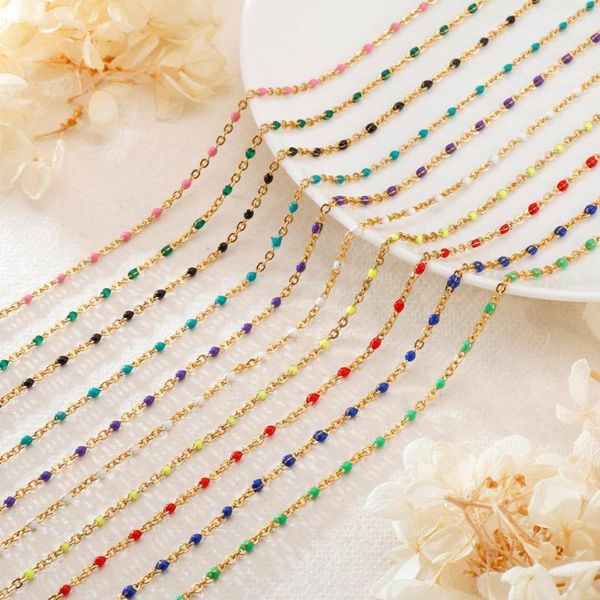 

chains stainless steel chain necklace for woman s gold bohe colorful link miyuki femme beads 2021 jewelry, Silver
