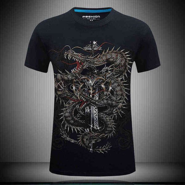 

men's t-shirts summer dragon sword 3d short sleeve large print, White;black