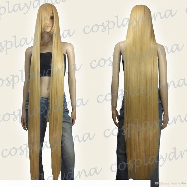 

gt;&gt;&gt;heat resistant beige blonde extra long straight cosplay wigs w bangs, Black;brown
