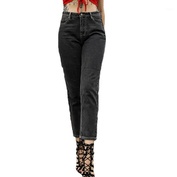 

betikama dark gray boyfriend jeans women vintage high waist straight loose jeans mujer ankle length denim for woman1, Blue
