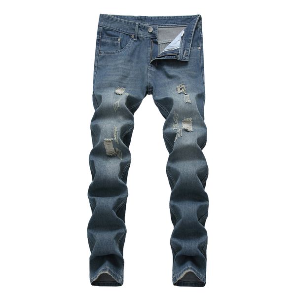 

men's motorcycle denim biker jeans vintage light blue ripped straight cowboy trousers man slim stretch diesel pants q0105, Black;white