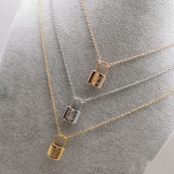 

designer branded couple necklace fashion luxuries lock pendant necklaces 18k titanium steel plated women necklace for birthday gift, Silver