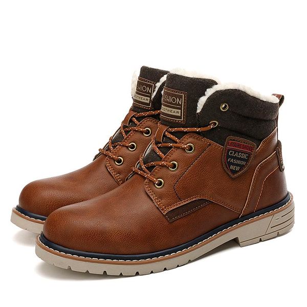 

plus cotton men winter snow boots bota coturnos masculino men high sneakers male warm shoes outdoor sport shoes martin boots, Black