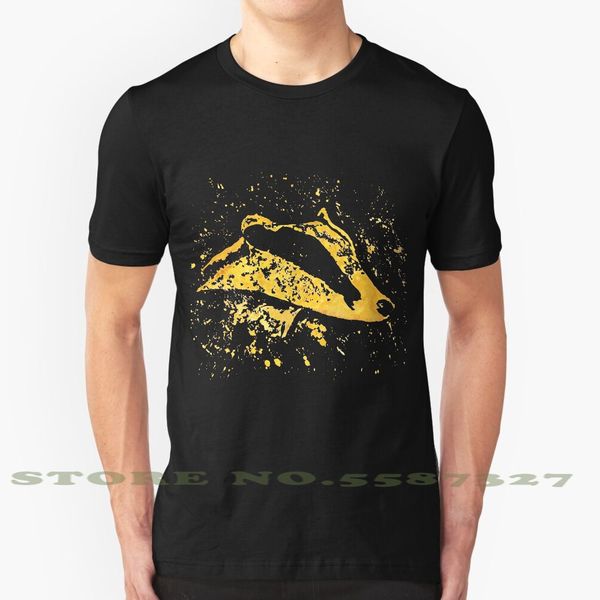 

badger trendy tee badger splatter paint animals watercolor crest yellow black house crest woodland animal sweatshirt hoodie men t shirt